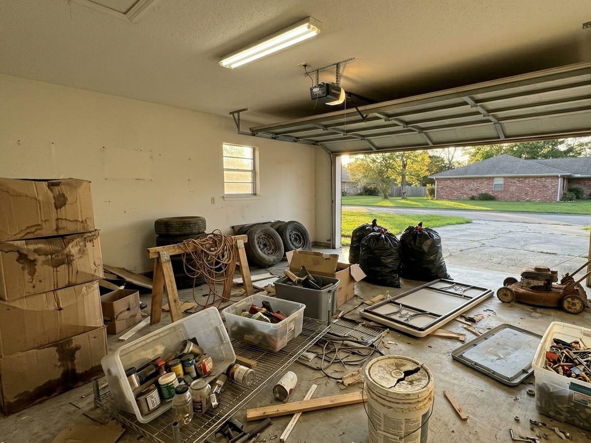 Before: Garage reset, Lake Charles junk removal by The Junk Guys